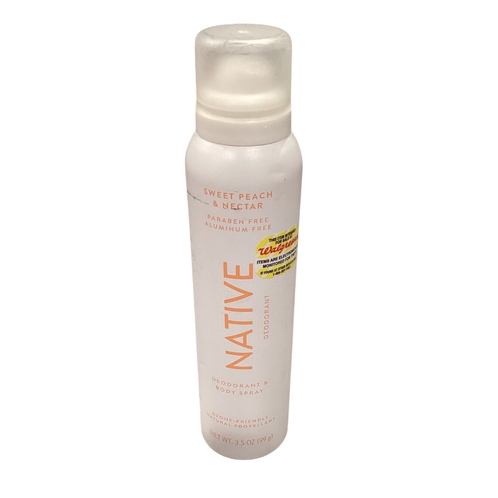 Native Sweet Peach & Nectar Deodorant Body Spray 3.5 oz Aluminum‎ Paraben Free